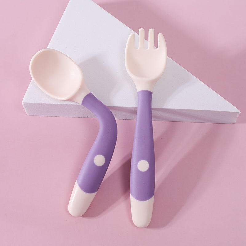 Baby Spoon & Fork Set - Soft Bendable Silicone cutlery