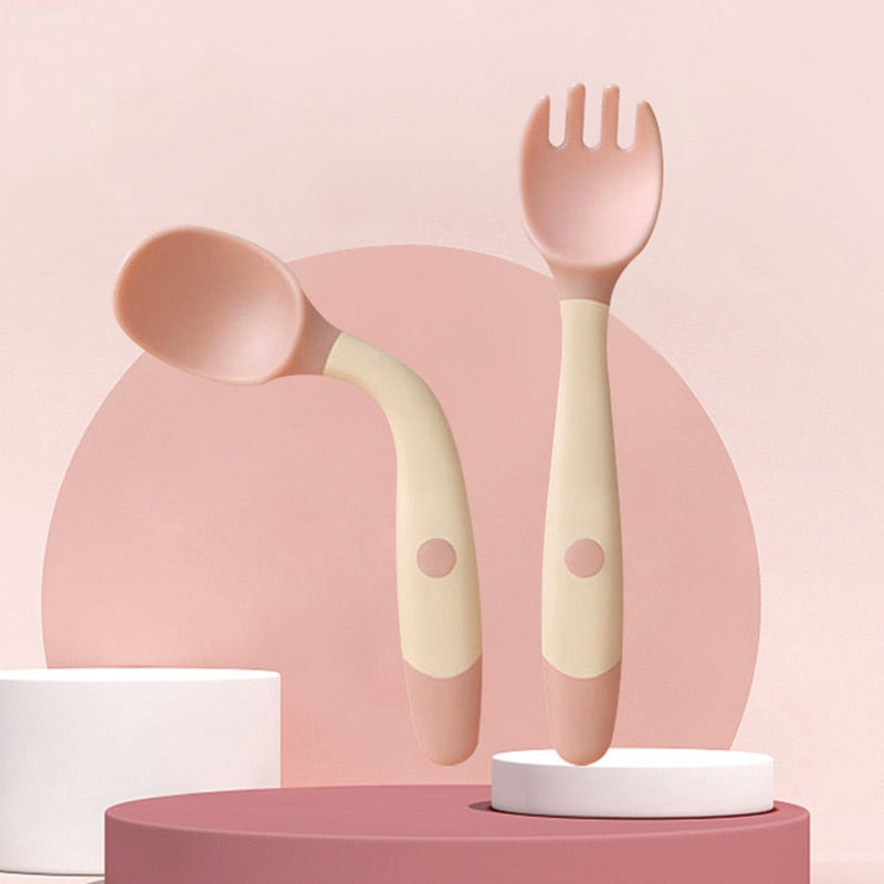 Baby Spoon & Fork Set - Soft Bendable Silicone cutlery