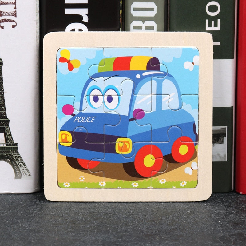 Wooden Puzzles - Colourful, cartoon style wooden 11cm wooden puzzles