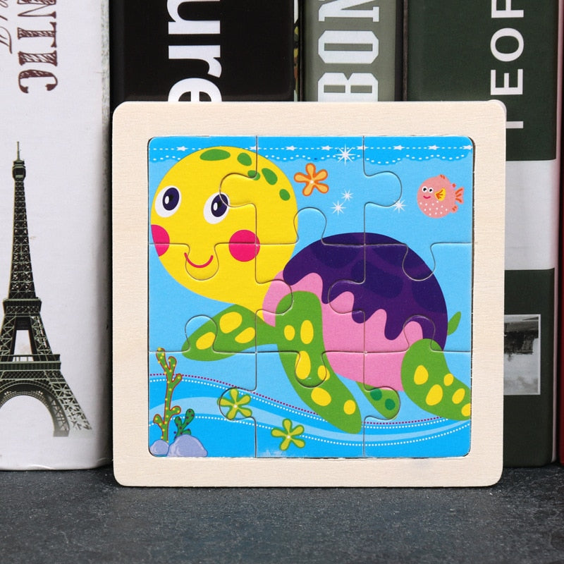 Wooden Puzzles - Colourful, cartoon style wooden 11cm wooden puzzles