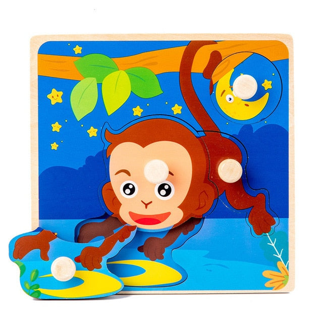 Montessori Wooden Puzzle - Cartoon style