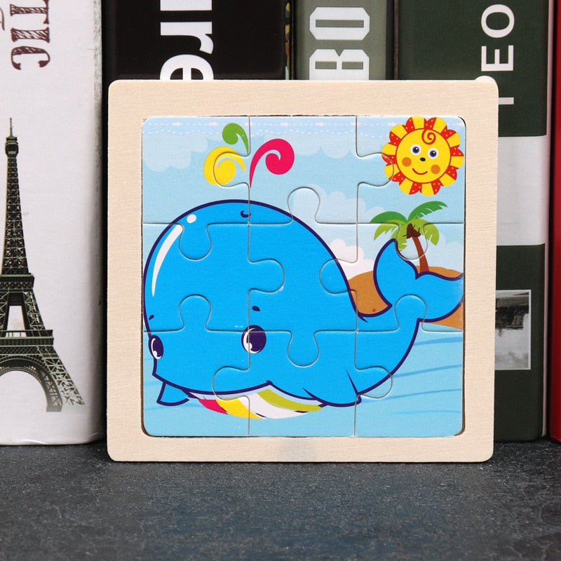 Wooden Puzzles - Colourful, cartoon style wooden 11cm wooden puzzles