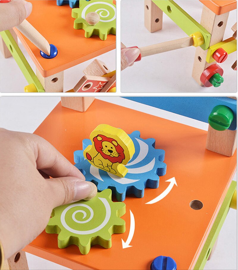 Baby Montessori Wooden Assembling Chair Toys for Early Education