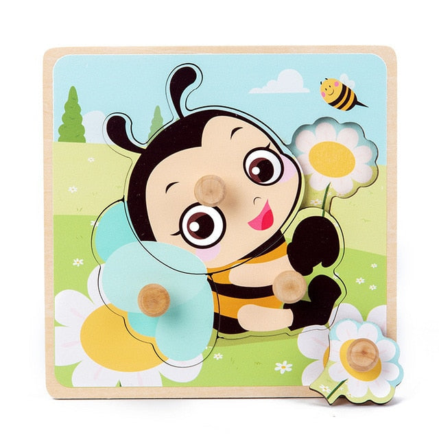 Montessori Wooden Puzzle - Cartoon style