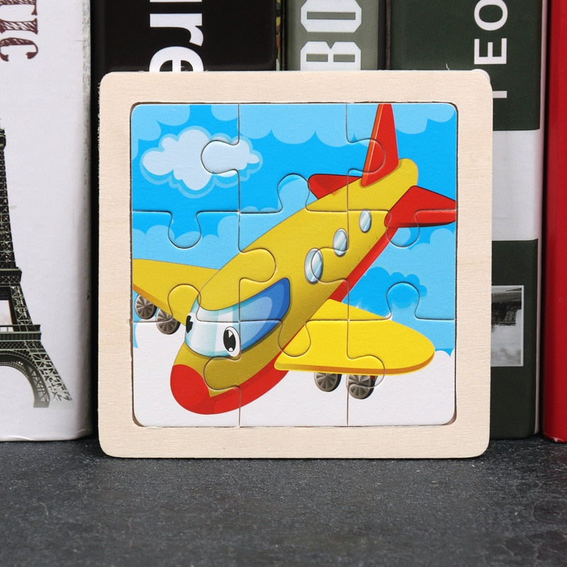 Wooden Puzzles - Colourful, cartoon style wooden 11cm wooden puzzles