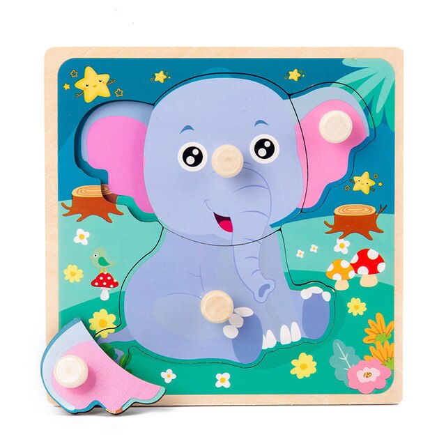 Montessori Wooden Puzzle - Cartoon style