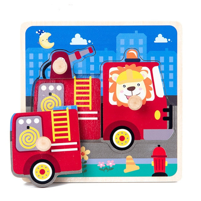 Montessori Wooden Puzzle - Cartoon style