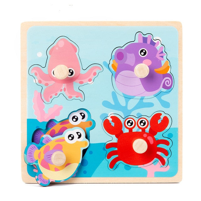 Montessori Wooden Puzzle - Cartoon style