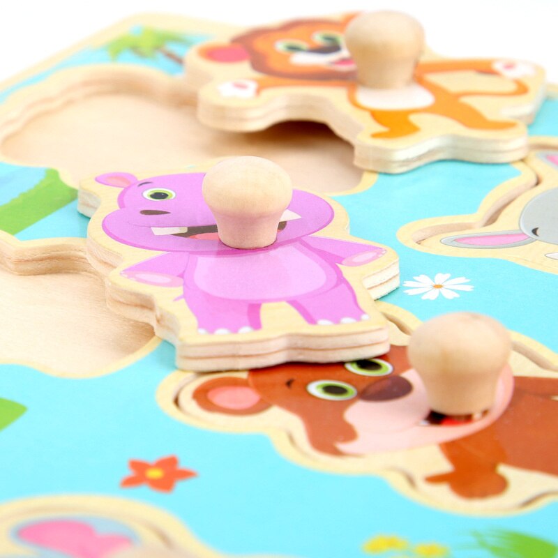 Montessori Wooden Puzzle - Cartoon style