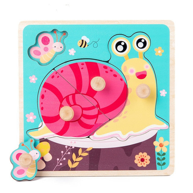 Montessori Wooden Puzzle - Cartoon style