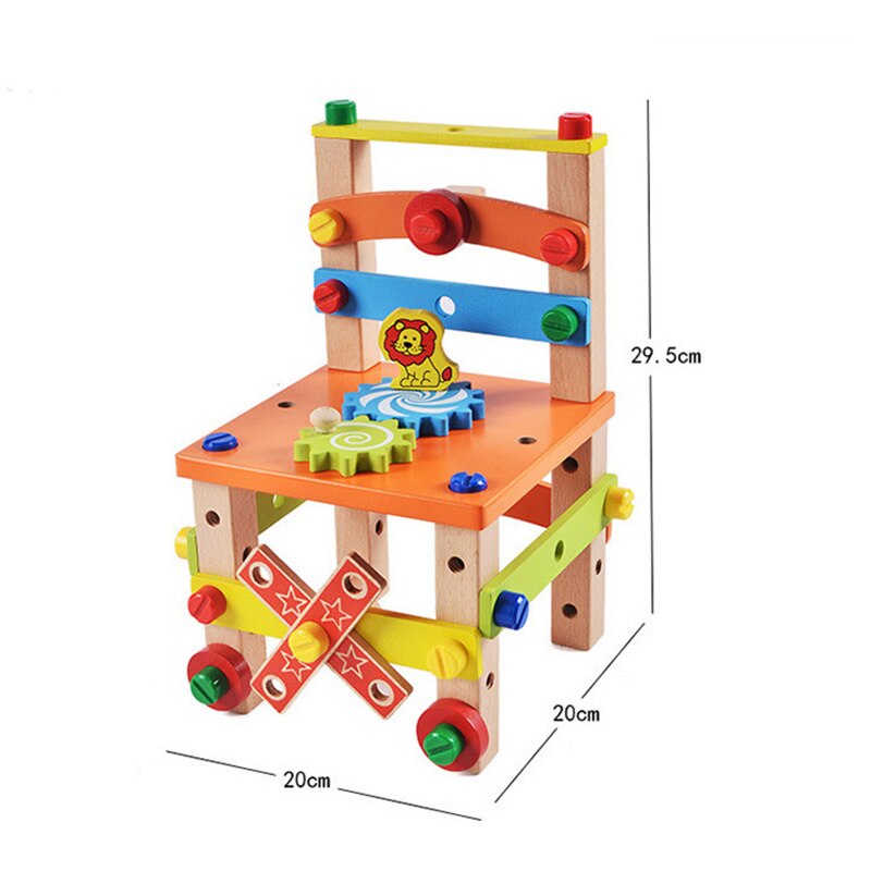 Baby Montessori Wooden Assembling Chair Toys for Early Education