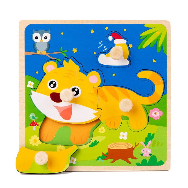 Montessori Wooden Puzzle - Cartoon style