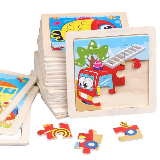 Wooden Puzzles - Colourful, cartoon style wooden 11cm wooden puzzles