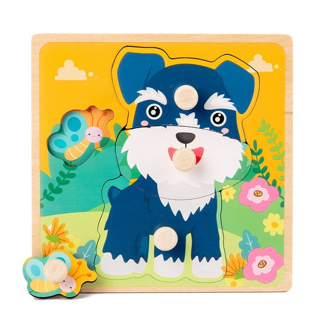 Montessori Wooden Puzzle - Cartoon style