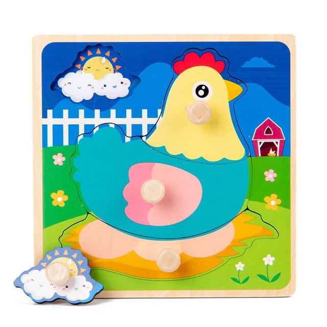 Montessori Wooden Puzzle - Cartoon style