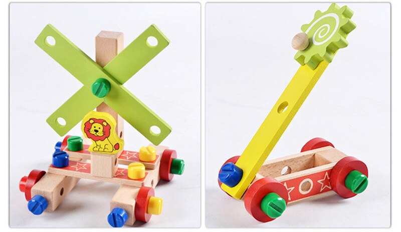 Baby Montessori Wooden Assembling Chair Toys for Early Education