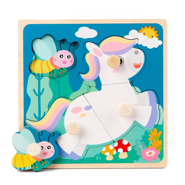 Montessori Wooden Puzzle - Cartoon style