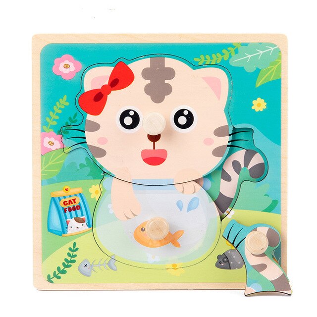 Montessori Wooden Puzzle - Cartoon style