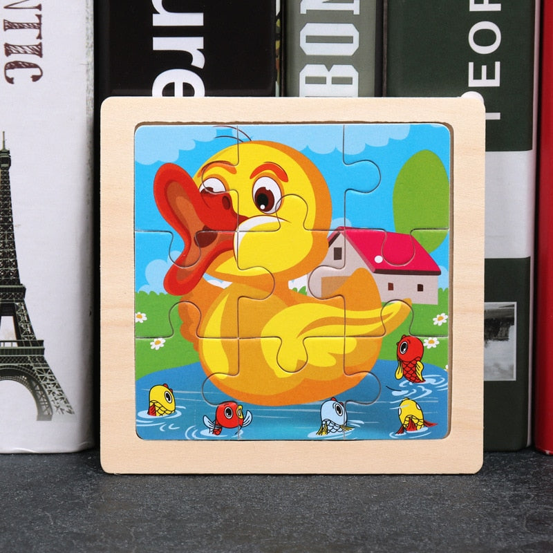 Wooden Puzzles - Colourful, cartoon style wooden 11cm wooden puzzles