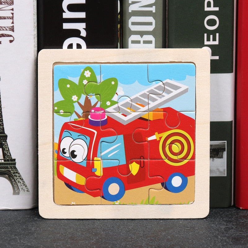 Wooden Puzzles - Colourful, cartoon style wooden 11cm wooden puzzles