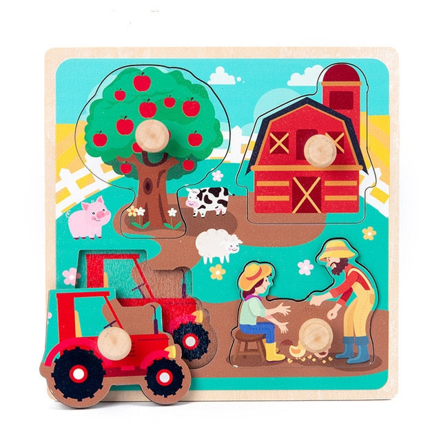 Montessori Wooden Puzzle - Cartoon style