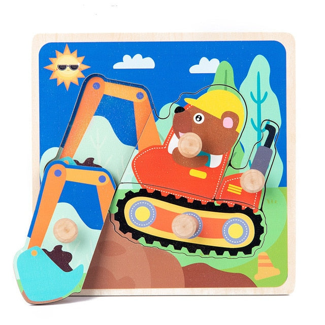 Montessori Wooden Puzzle - Cartoon style