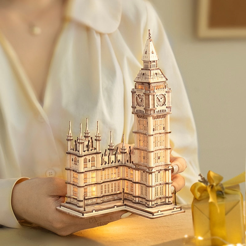 3D Wooden Puzzle - Big Ben, Tower Bridge, Pagoda Building and Arc de Triomphe