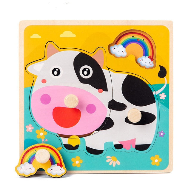 Montessori Wooden Puzzle - Cartoon style