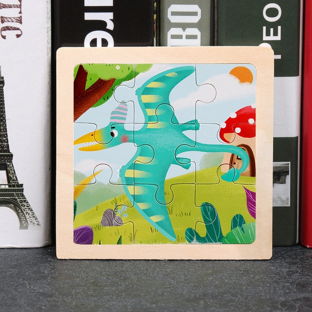 Wooden Puzzles - Colourful, cartoon style wooden 11cm wooden puzzles