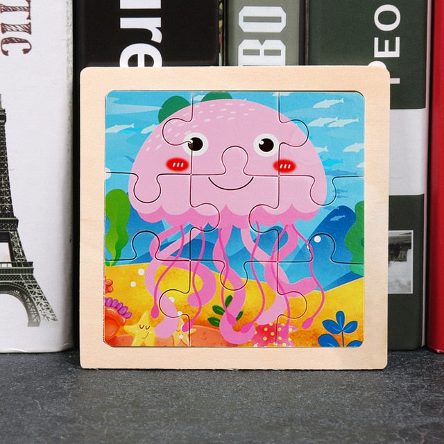 Wooden Puzzles - Colourful, cartoon style wooden 11cm wooden puzzles