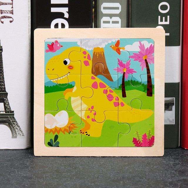 Wooden Puzzles - Colourful, cartoon style wooden 11cm wooden puzzles