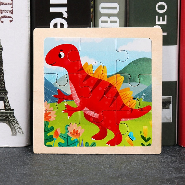 Wooden Puzzles - Colourful, cartoon style wooden 11cm wooden puzzles