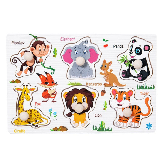 Montessori Wooden Puzzle - Cartoon style