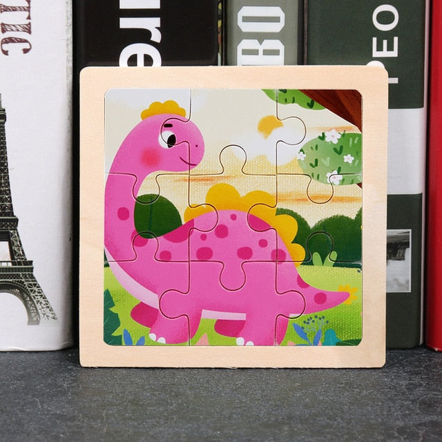 Wooden Puzzles - Colourful, cartoon style wooden 11cm wooden puzzles