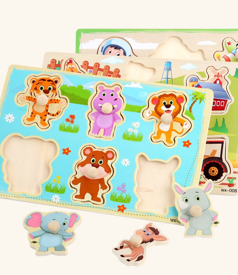 Montessori Wooden Puzzle - Cartoon style