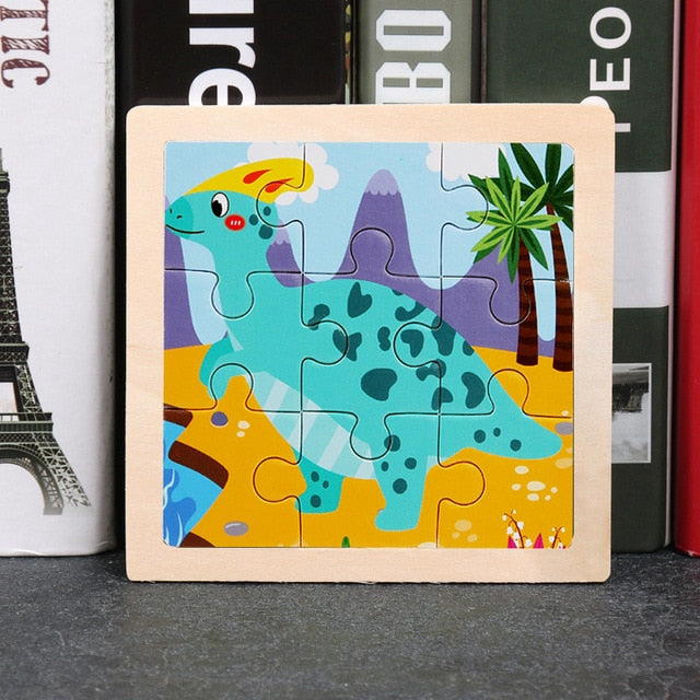 Wooden Puzzles - Colourful, cartoon style wooden 11cm wooden puzzles