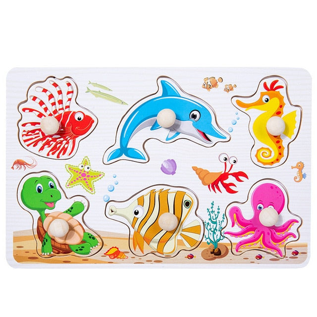 Montessori Wooden Puzzle - Cartoon style