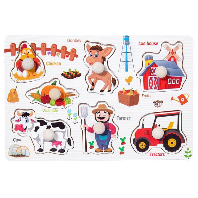 Montessori Wooden Puzzle - Cartoon style