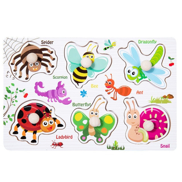 Montessori Wooden Puzzle - Cartoon style