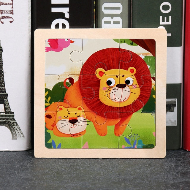 Wooden Puzzles - Colourful, cartoon style wooden 11cm wooden puzzles