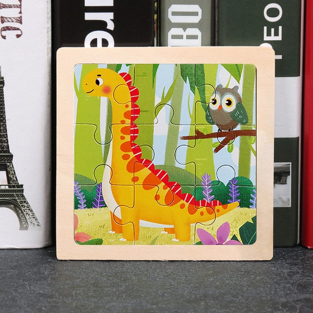 Wooden Puzzles - Colourful, cartoon style wooden 11cm wooden puzzles