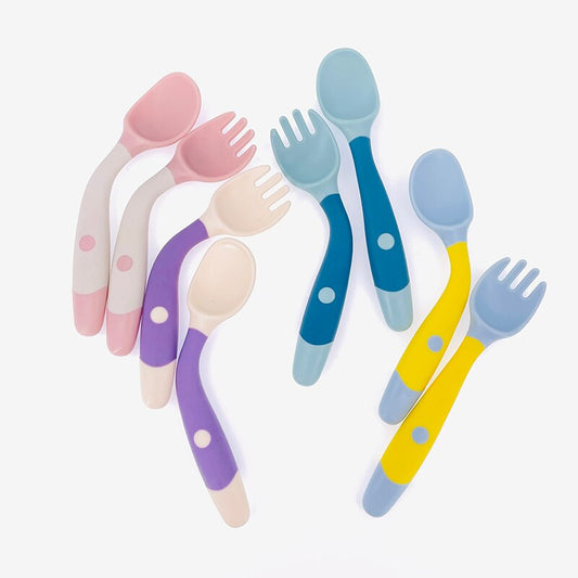 Baby Spoon & Fork Set - Soft Bendable Silicone cutlery
