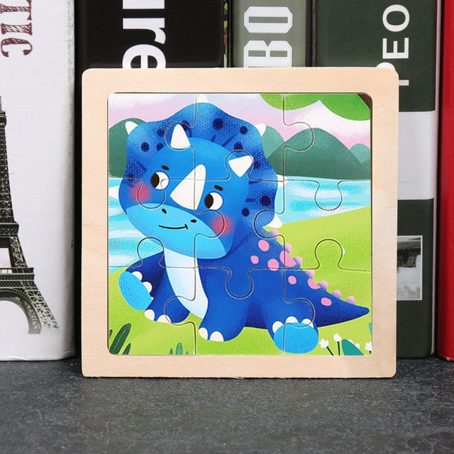 Wooden Puzzles - Colourful, cartoon style wooden 11cm wooden puzzles